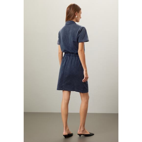 BOSS Hugo Boss Blue Zip Up Short Sleeve Utility Mini Dress Size XL - Picture 3 of 16